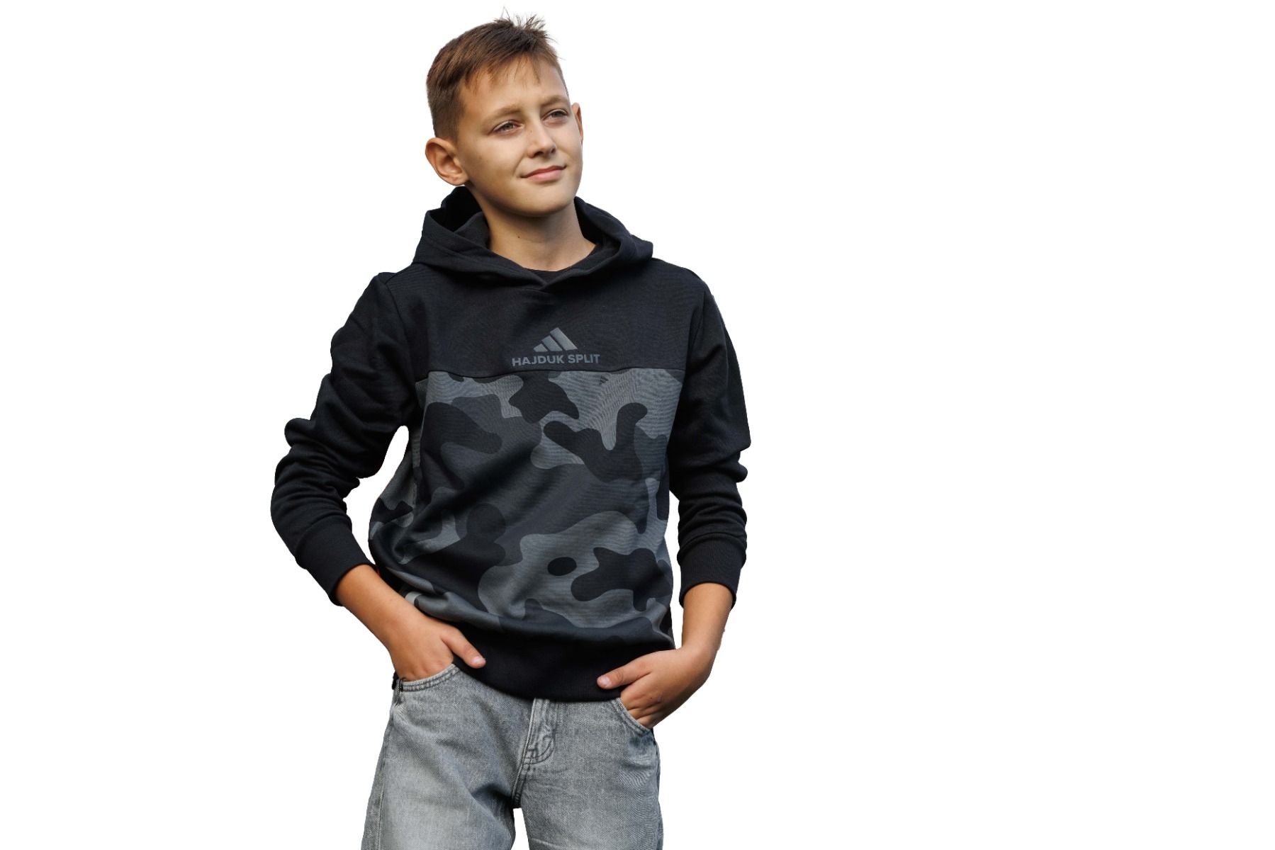 adidas dječja majica dugi rukav s kapuljačom, Hajduk J CAMO FL HD, crna