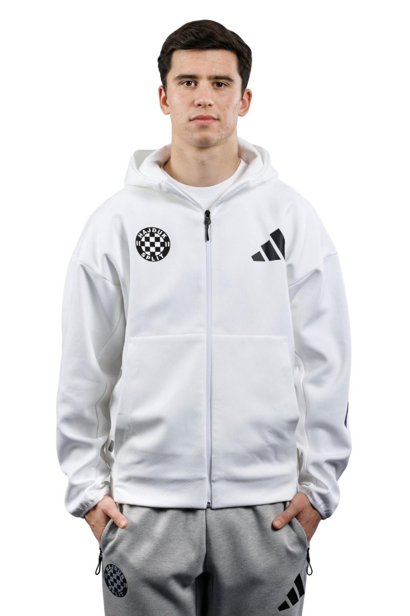 adidas majica s kapuljačom full zip, Hajduk M Z.N.E. FZ, bijela