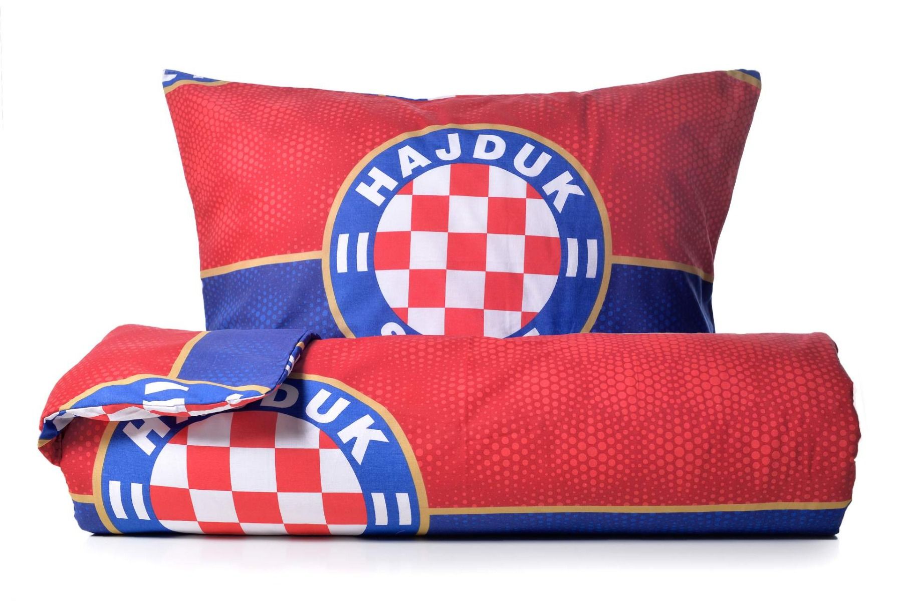 Hajduk posteljina grb i loptice, crveno plava, 260 cm X 240 cm