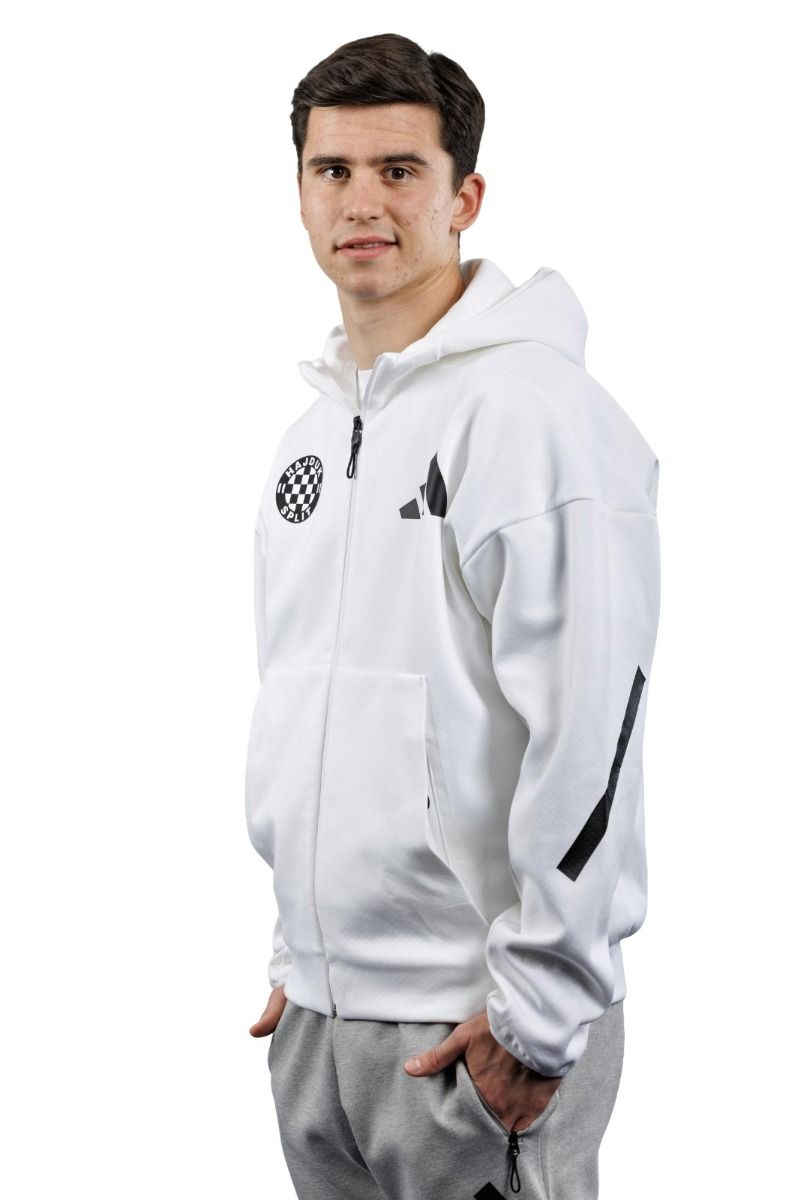 adidas majica s kapuljačom full zip, Hajduk M Z.N.E. FZ, bijela