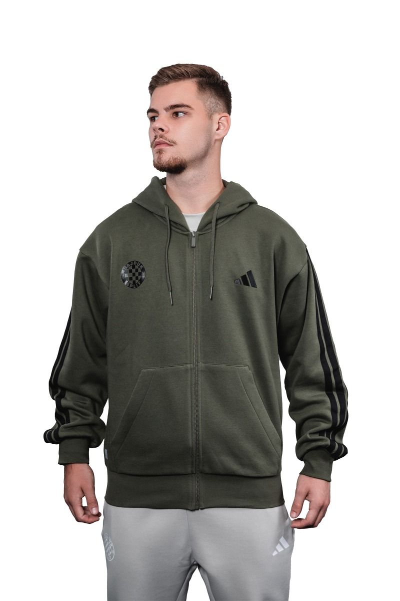 adidas majica dugi rukav s kapuljačom, Hajduk M 3S FL FZ HD, zelena