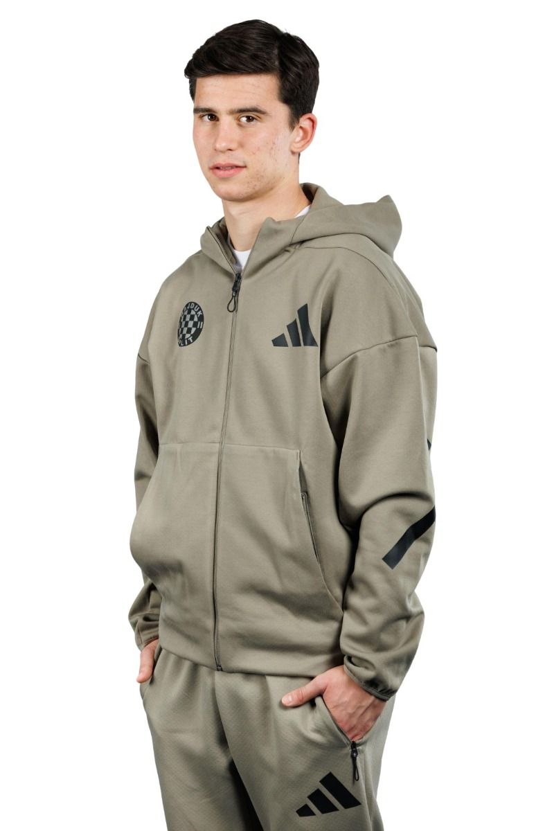 adidas majica s kapuljačom full zip, Hajduk M Z.N.E. FZ, clay